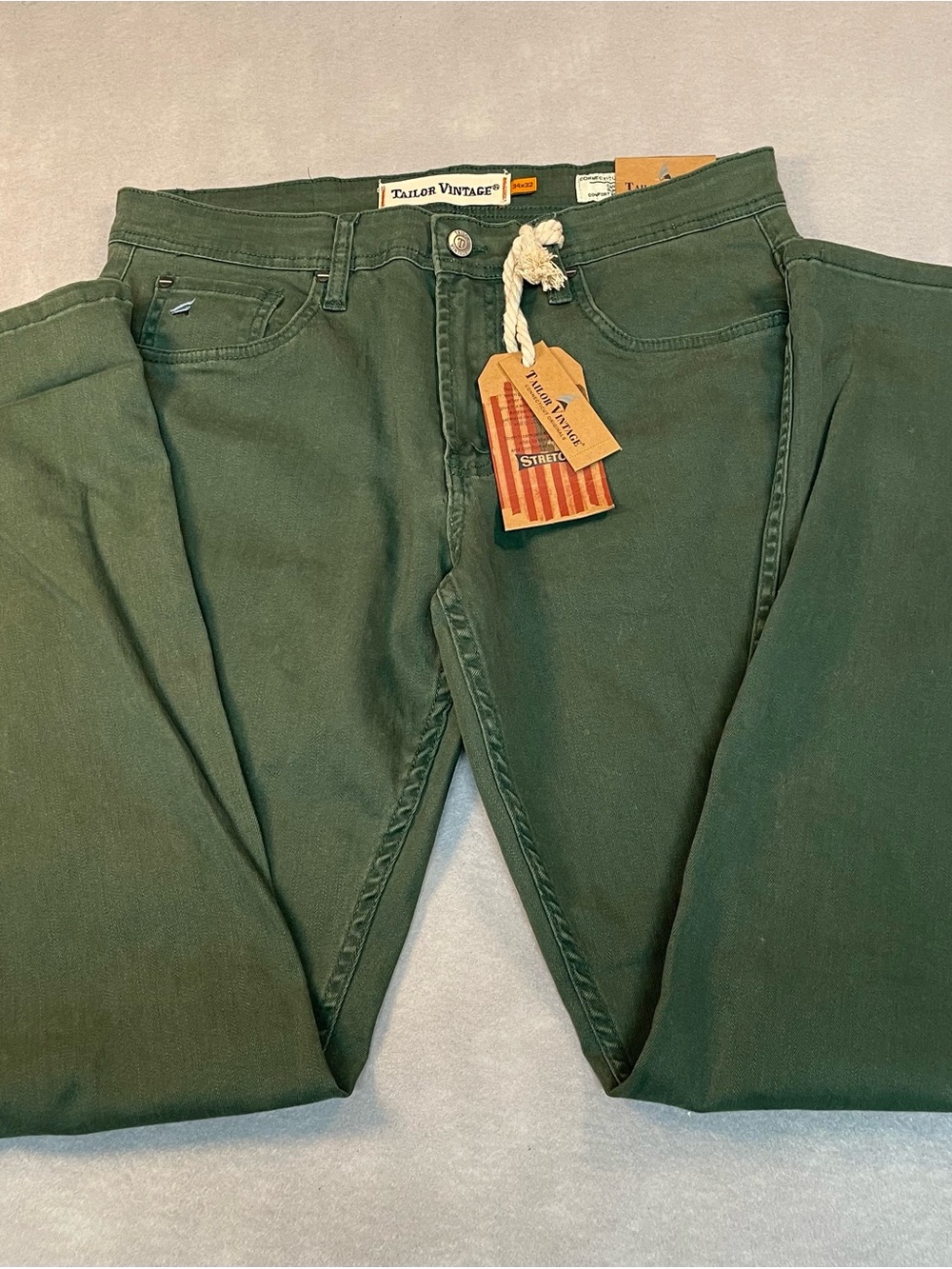 Tailor Vintage Men's Green Stretch Jeans Size